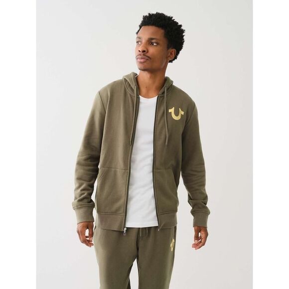 NWT True Religion Men’s City Buddha Zip Hoodie Kalamata - Size: Small - Picture 1 of 9